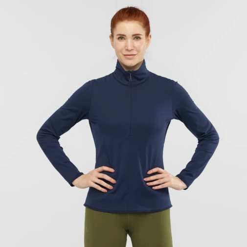 Navy Salomon Essential Lightwarm Half Zip Women's Jackets | PH 97256W